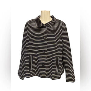 Talbots Navy White Striped Jacket Nautical Blazer